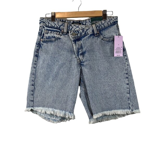 Wild Fable NWT Jean Shorts Blue High Rise Bermuda Raw Hem High Rise Size 4 - Picture 7 of 9